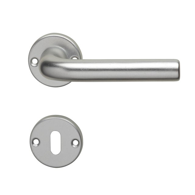 Maniglia su rosetta con bocchetta tonda GHIDINI  142 in alluminio argento satinato