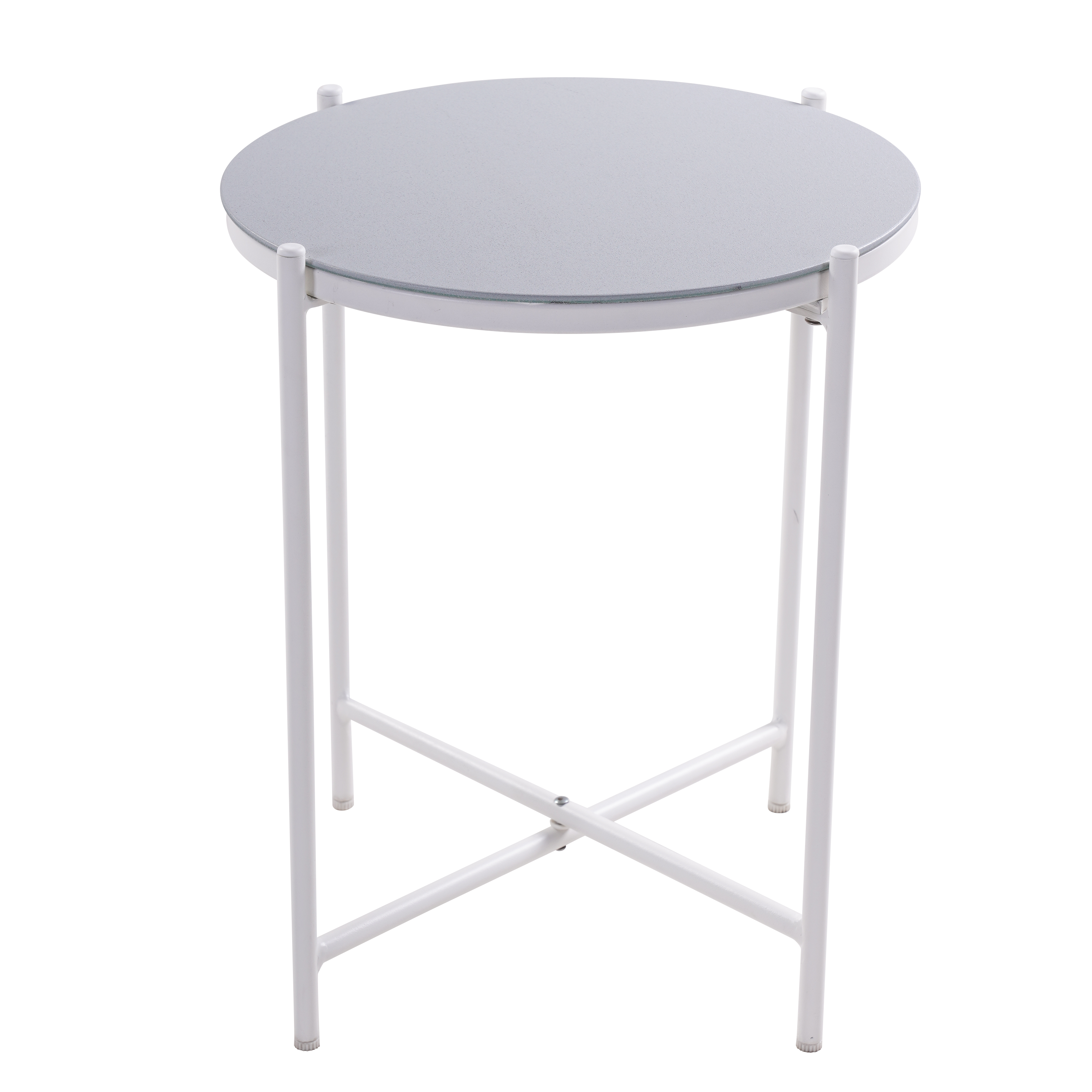 Mesa auxiliar Naterial Mobis efecto cemento blanco de ø 43 cm - 5