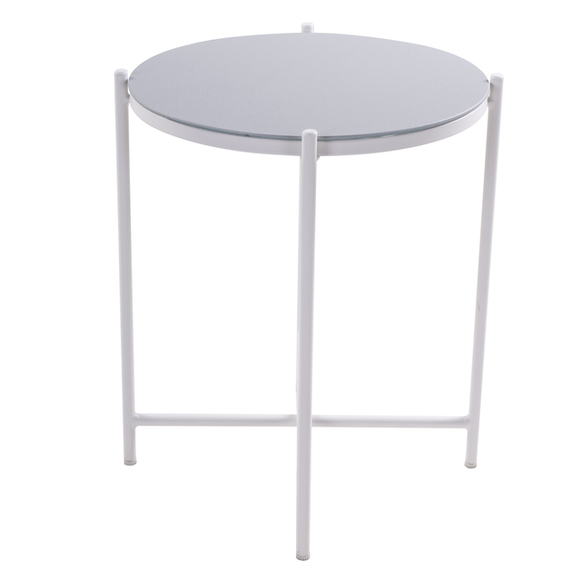 Tavolino da esterno Mobis NATERIAL in acciaio con piano in vetro grigio 43x43cm