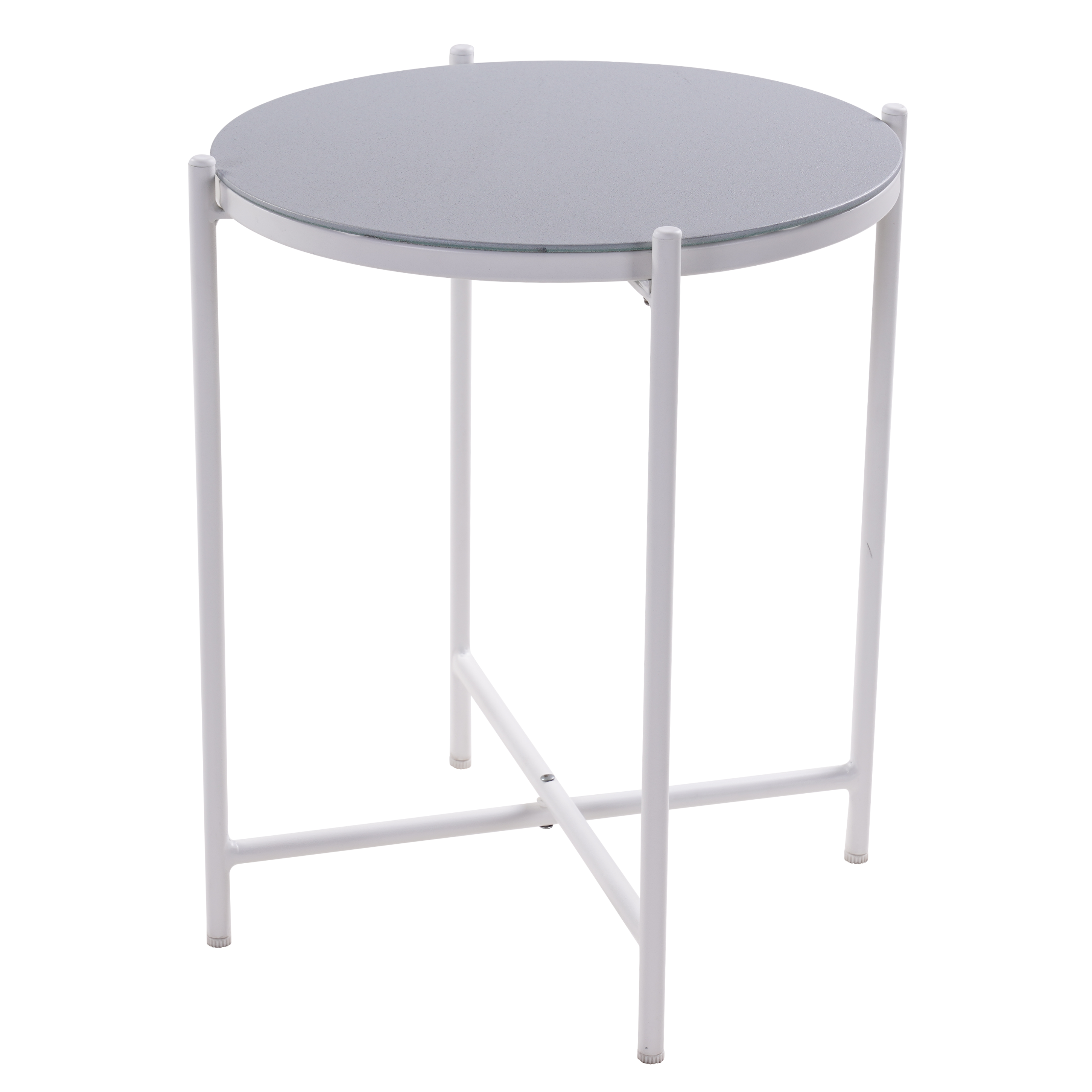 Mesa auxiliar Naterial Mobis efecto cemento blanco de ø 43 cm - 3