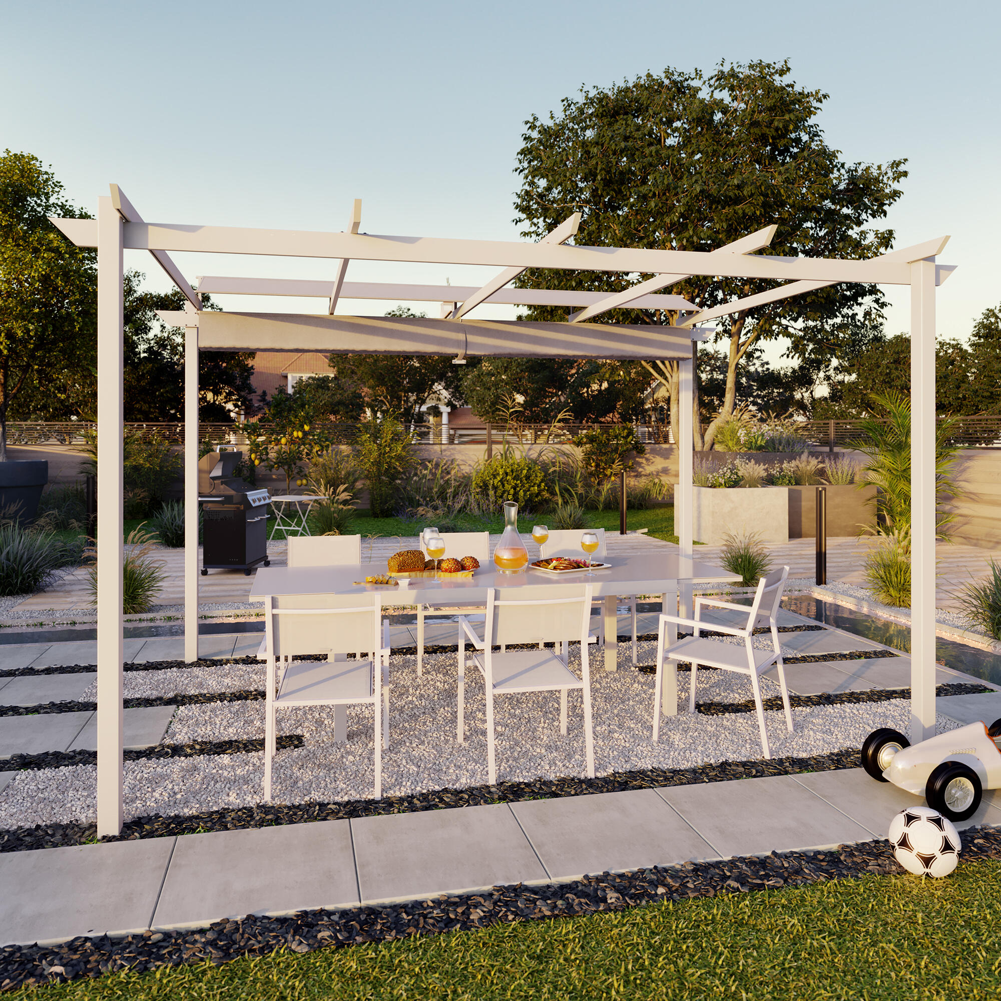Pergola in alluminio bianca copertura mobile 3x4 m - Omega NATERIAL - 8