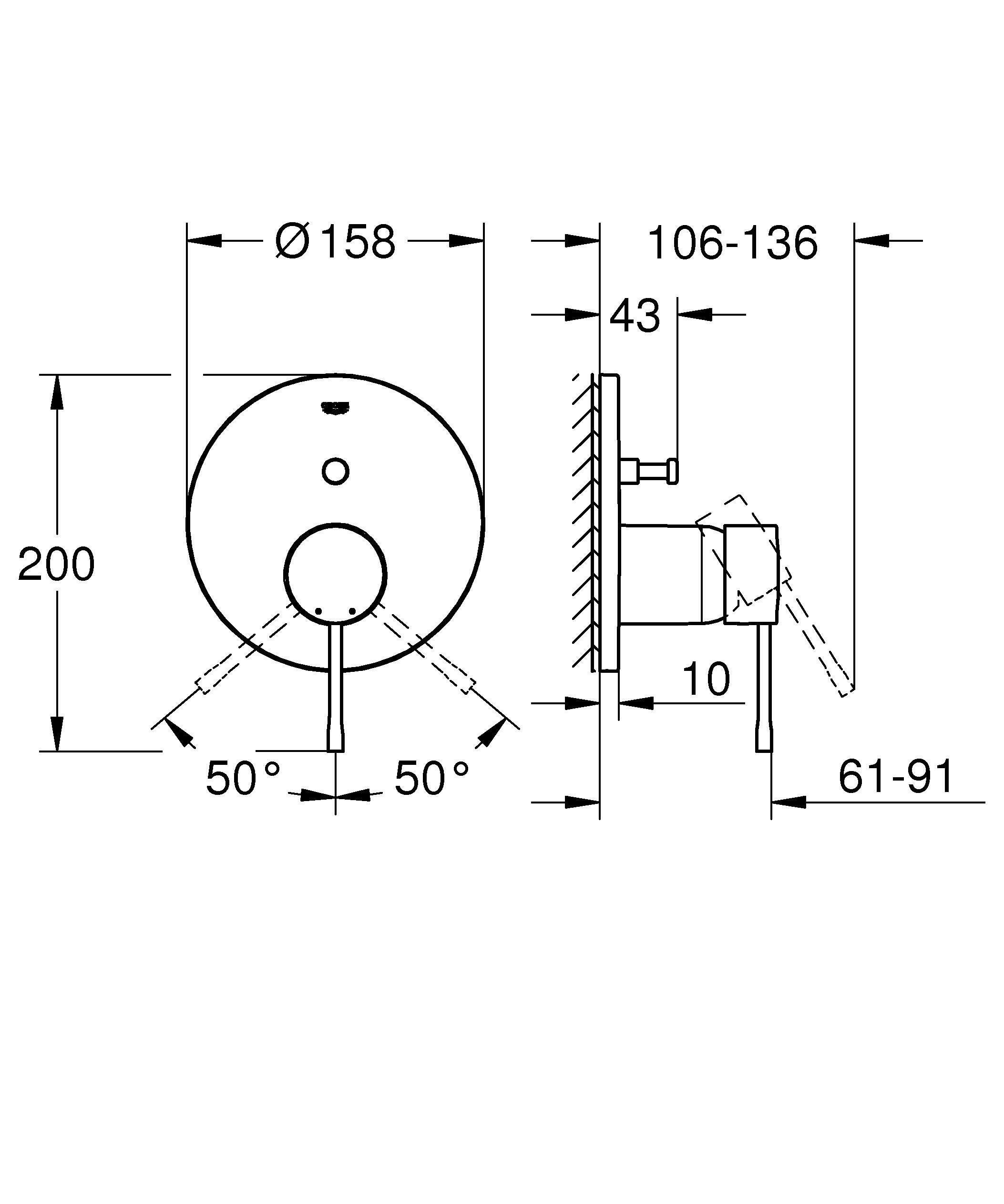 Rubinetto per incasso doccia getto laminare cristallino monocomando Essence cromo lucido GROHE con deviatore - 2
