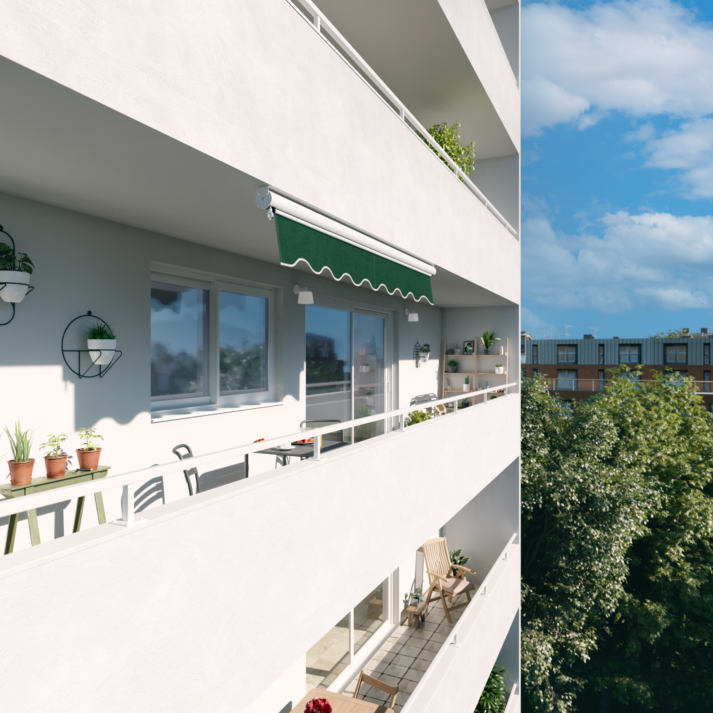 Markiza balkonowa manualna 2.5 x 2.5 metry zielona Naterial