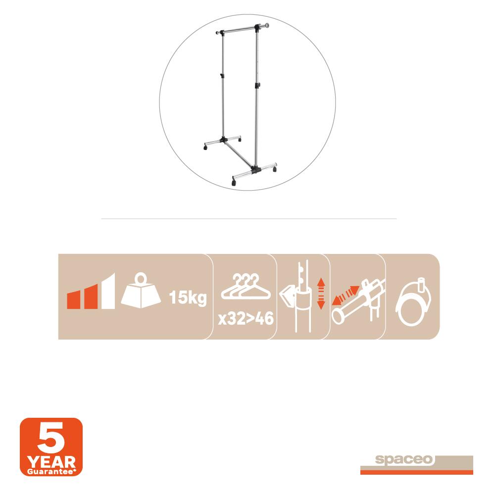 Charriot com rodas extensível aço cinza 86,3-114x51x101-159 cm Spaceo - 10
