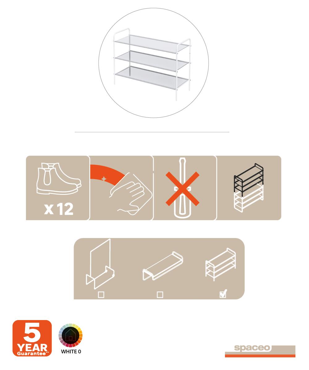 Sapateira empilhável branco 12 pares 65x90x35 cm Studio - 9