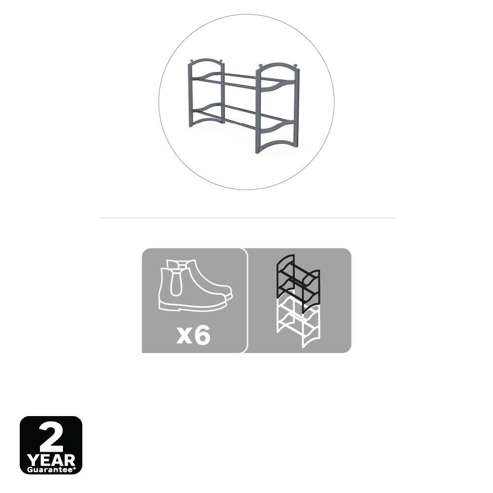 Scarpiera L 60 x H 35 x P 20 cm 6 paia, nero - 5