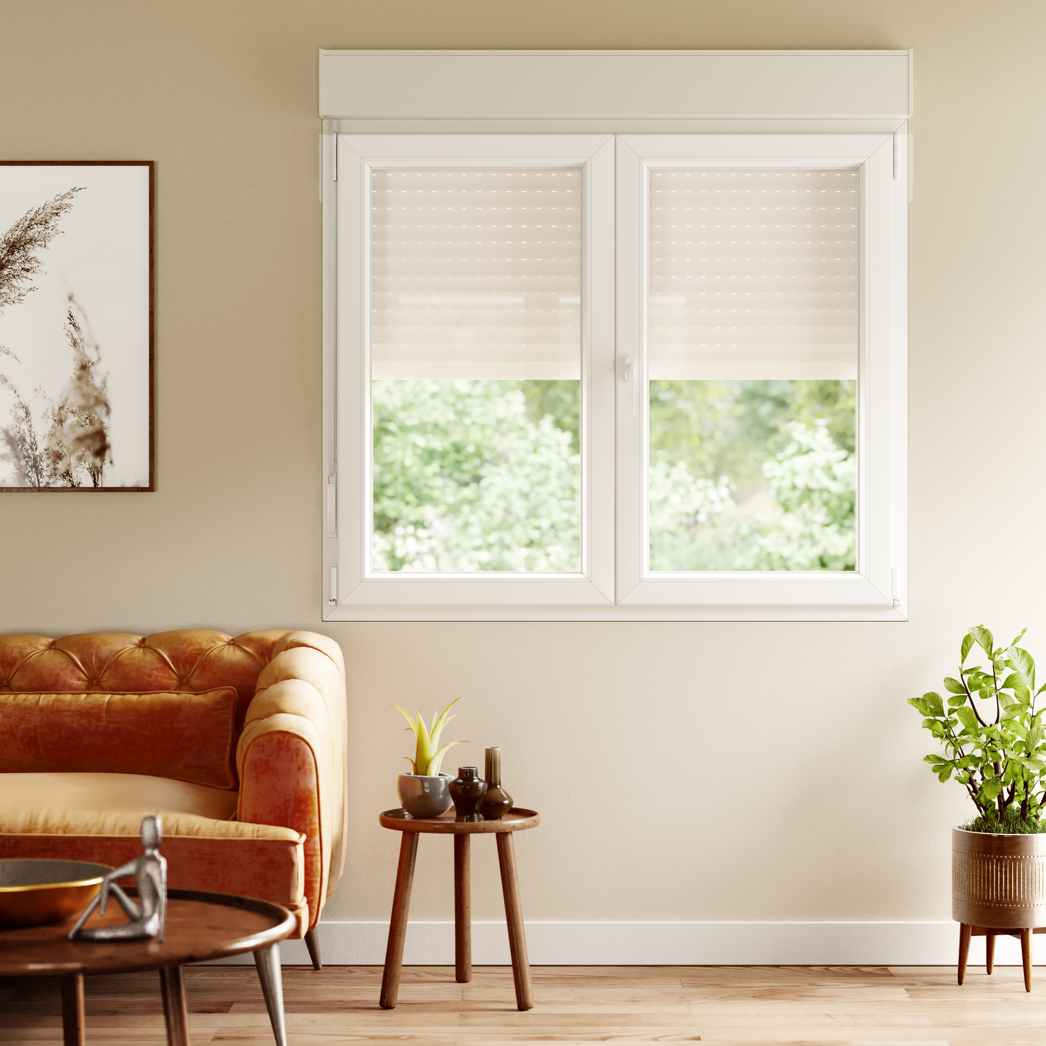 Ventana PVC blanca oscilobatiente con persiana de 140X135 cm - 10