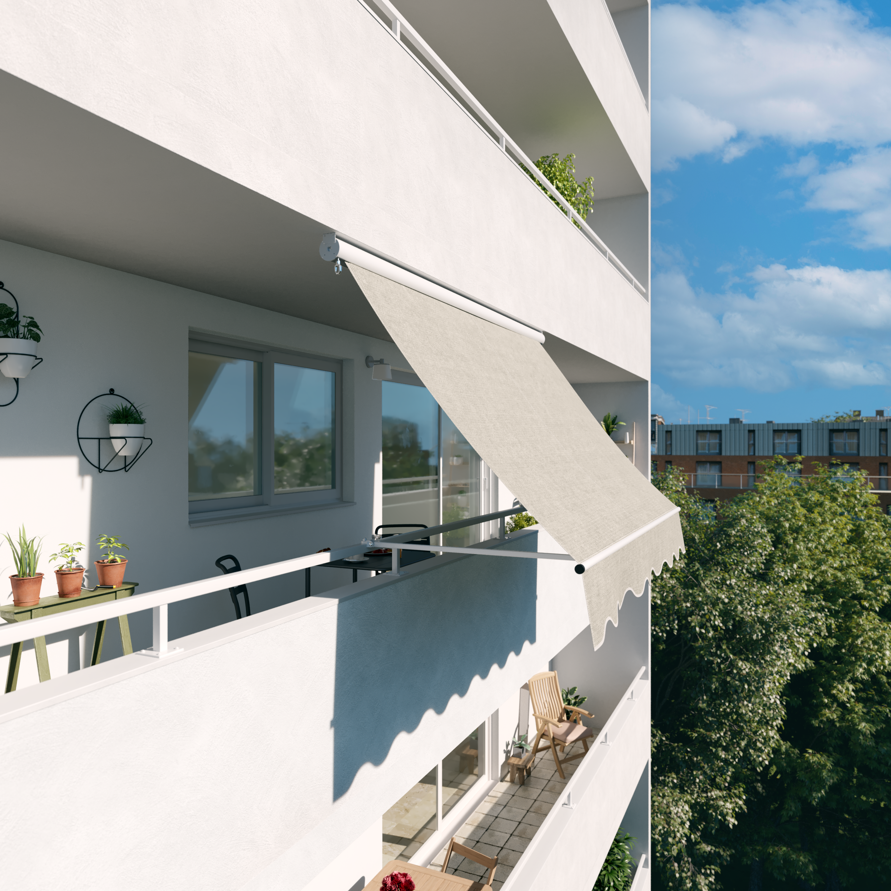 Tende da sole a bracci per balcone, L 2.95 x 2.5 m, in poliestere, NATERIAL Balcony - 4
