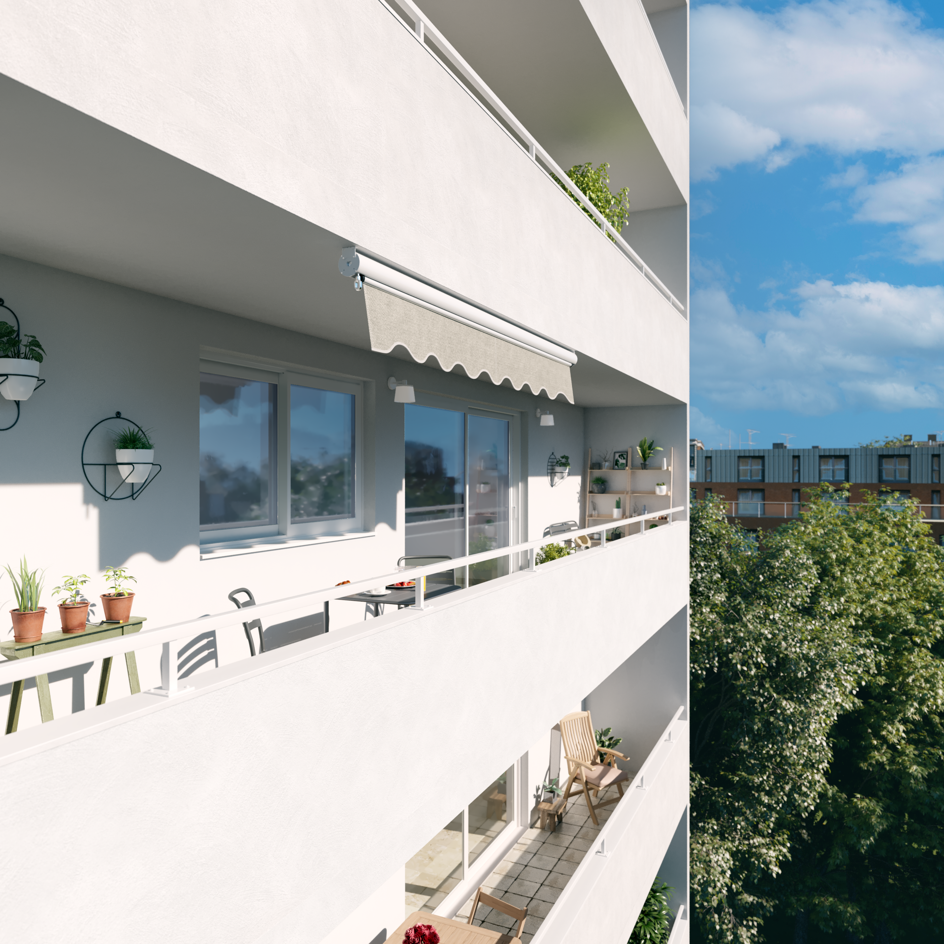 Tende da sole a bracci per balcone, L 2.95 x 2.5 m, in poliestere, NATERIAL Balcony - 3