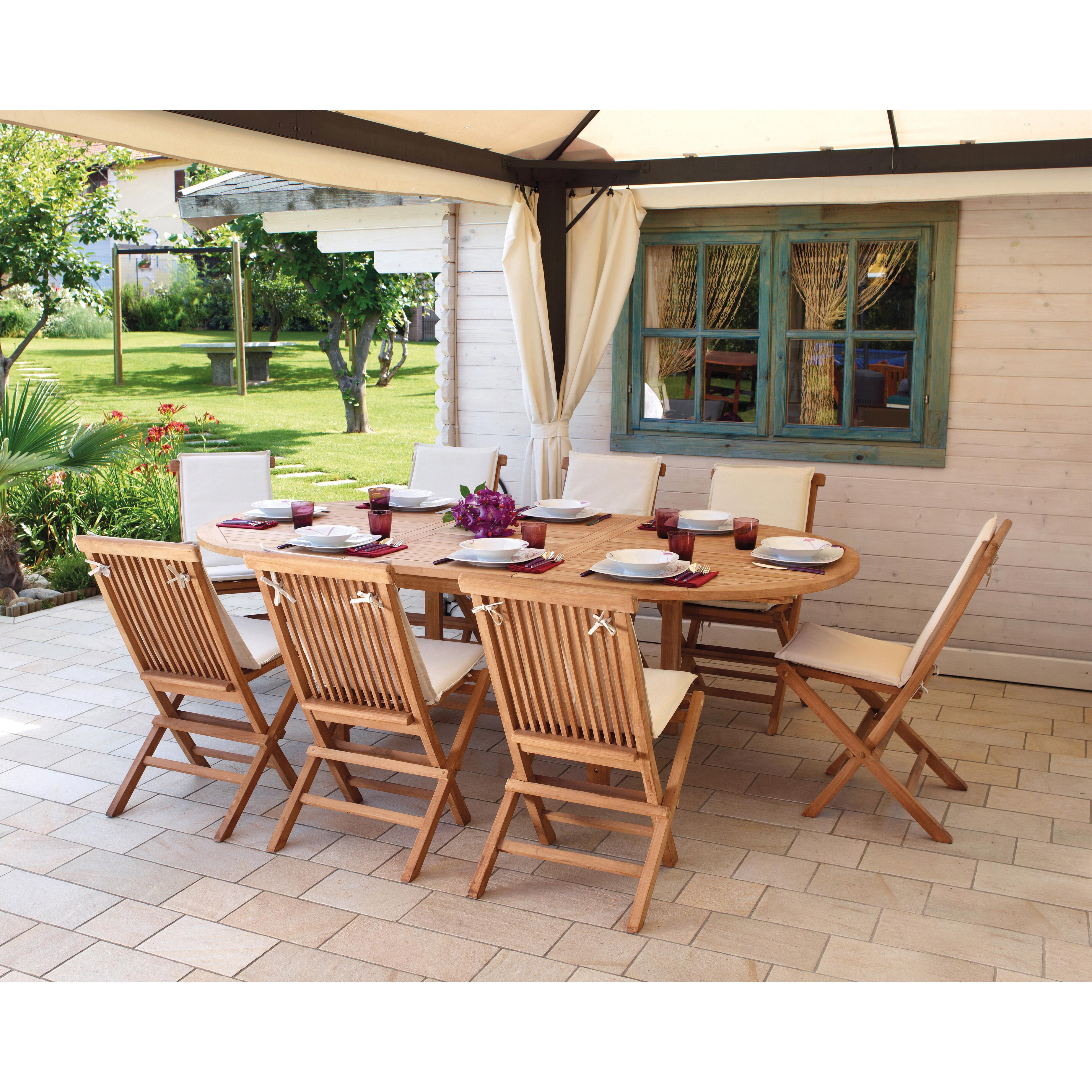 Tavolo da giardino allungabile in teak naturale per 6 persone 180/240x120cm - 7
