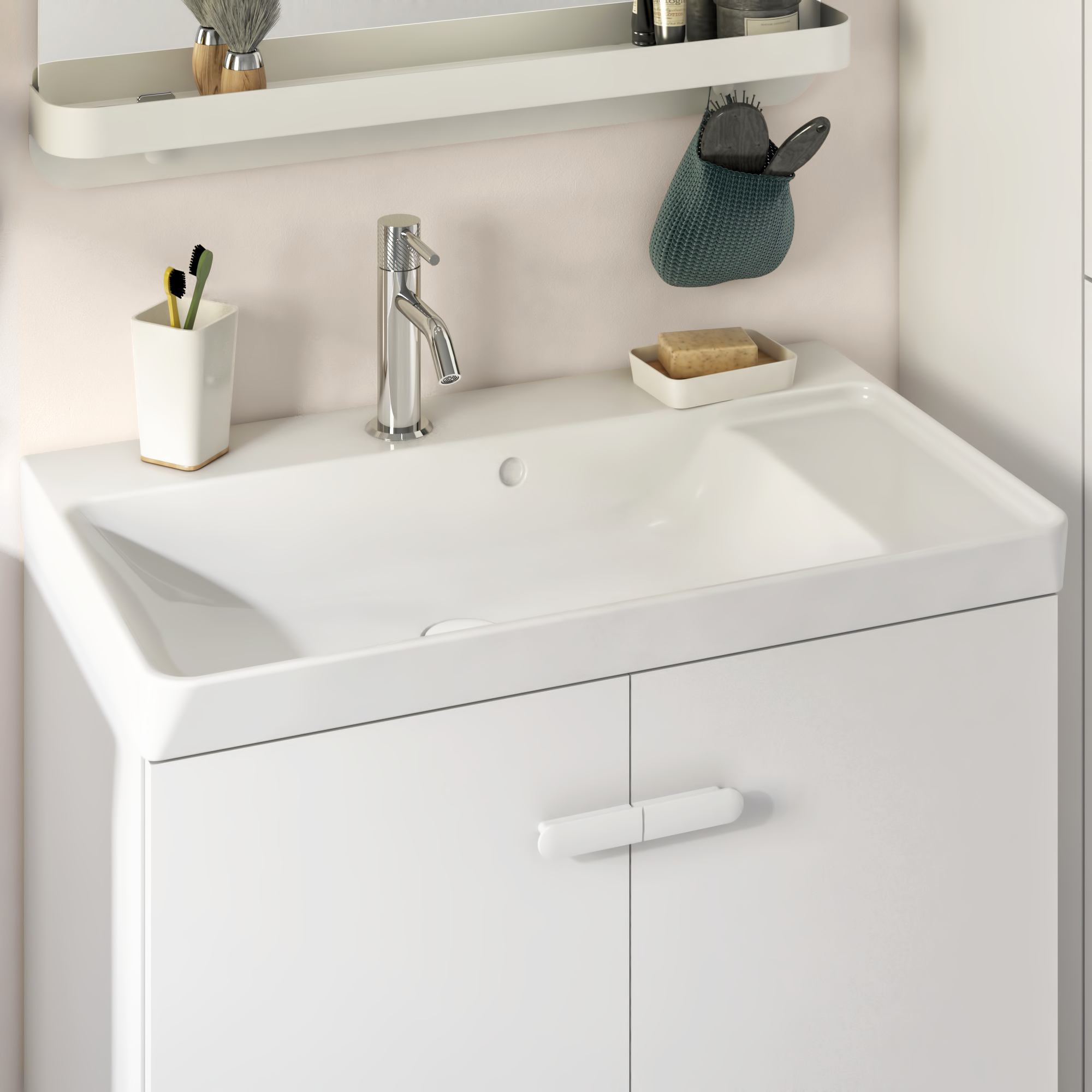 Móvel de casa de banho 70x40x70 cm 2 portas branco mate Sensea Easy - 14