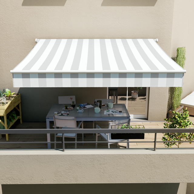 Toldo manual sem caixa branco 2.95x2 m às riscas branco/cinzento Naterial Calima