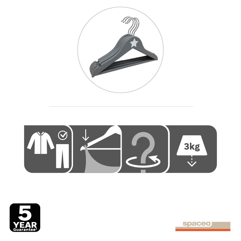 Lot 4 Cintre enfant bois et acier, H.19 x l.30.5 x P.4.8 cm - 6