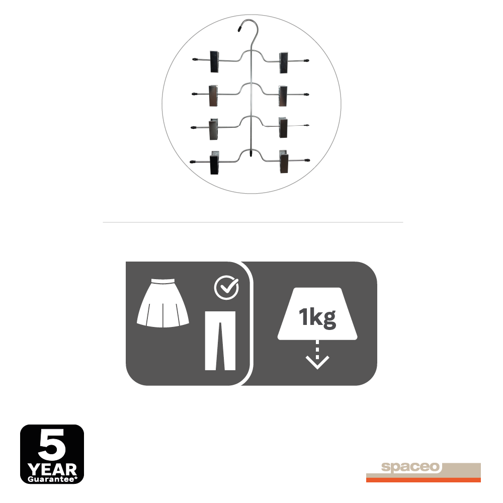 Pack 8 cabides com pinças metal SPACEO - 5