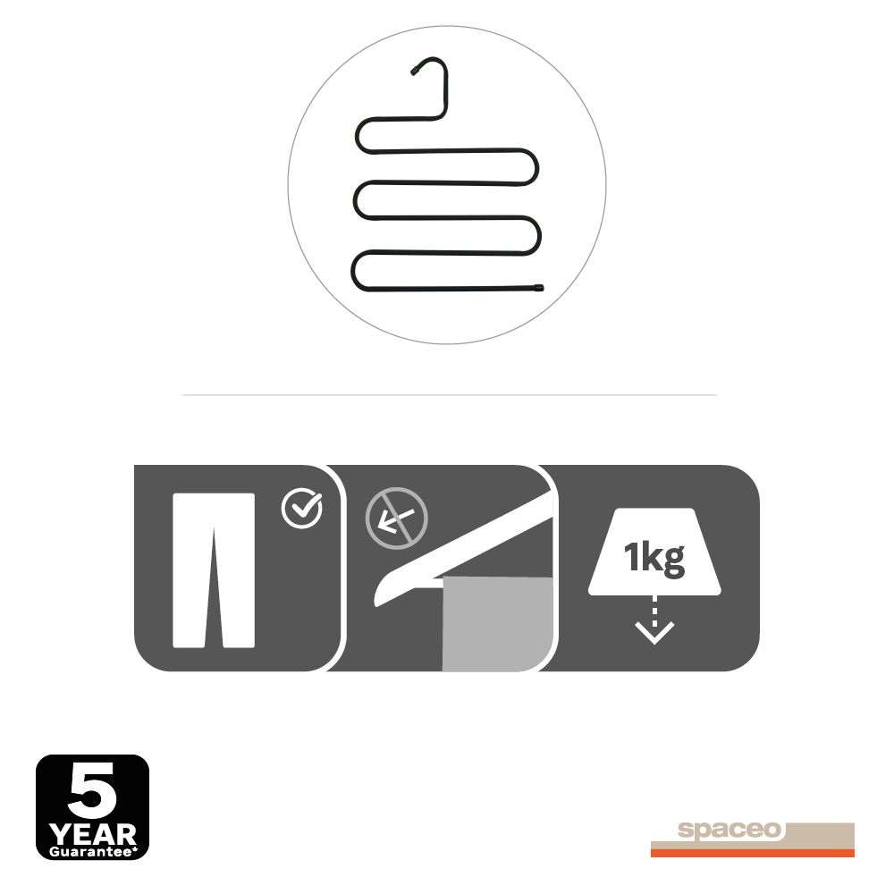 Cintre porte-pantalons métal noir, H.40 x l.31 x P.0.8 cm - 6