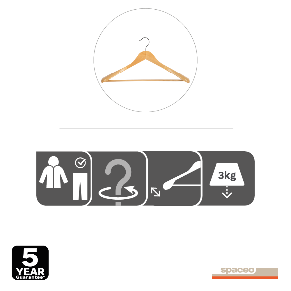 Cintre à épaulettes bois et acier, H.23.5 x l.45 x P.5.8 cm - 7