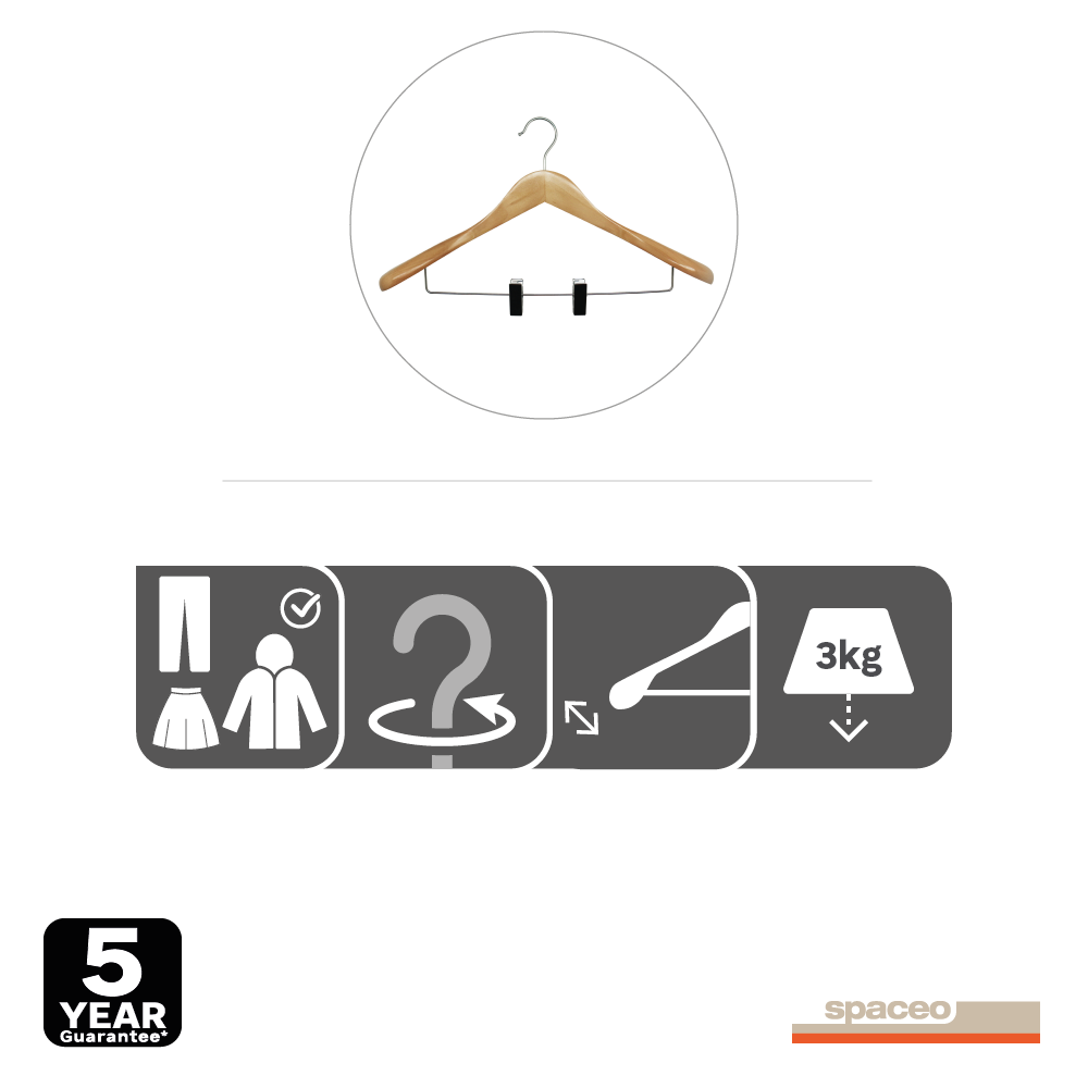 Cabide para casaco e calça pinças madeira - 7