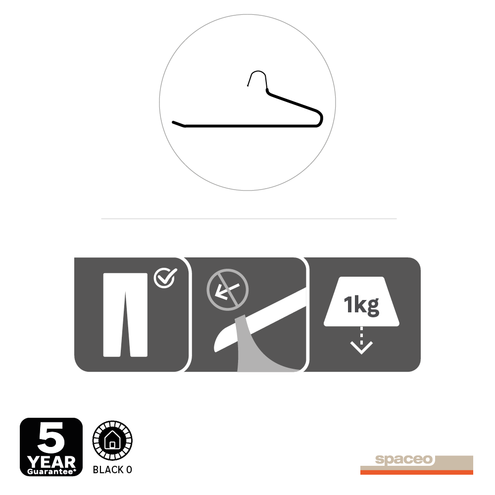 Cintre porte-pantalons métal noir, H.14 x l.36 x P.0.6 cm - 5