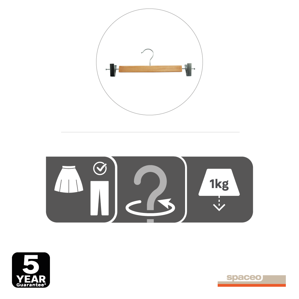 Cabide de madeira PINÇAS CALÇA/SAIA SPACEO - 9