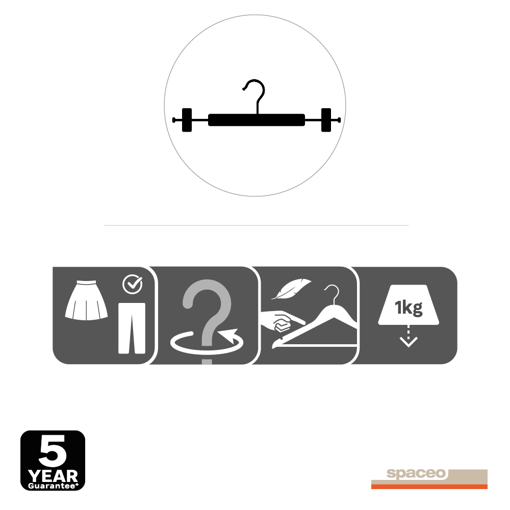 Cintre pantalon et jupe bois noir, H.11.3 x l.34 x P.1.2 cm - 6