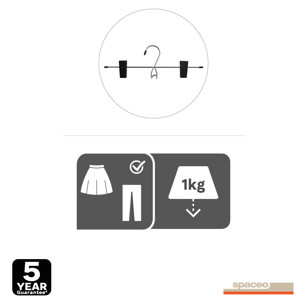 Pack 2 perchas para faldas SPACEO metálica negra 32x11 cm (ancho x alto) - 4