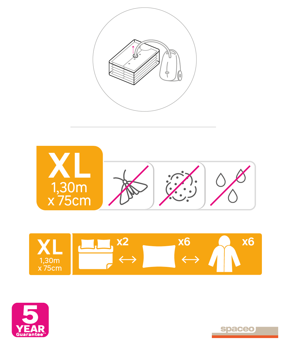 Pack 2 sacos vácuo SPACEO 130X75CM - 8