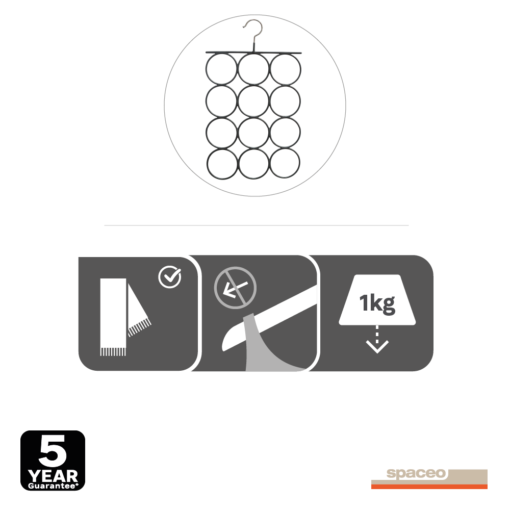 Cintre foulard métal avec revêtement pvc, H.42.5 x l.25.5 x P.0.5 cm - 8