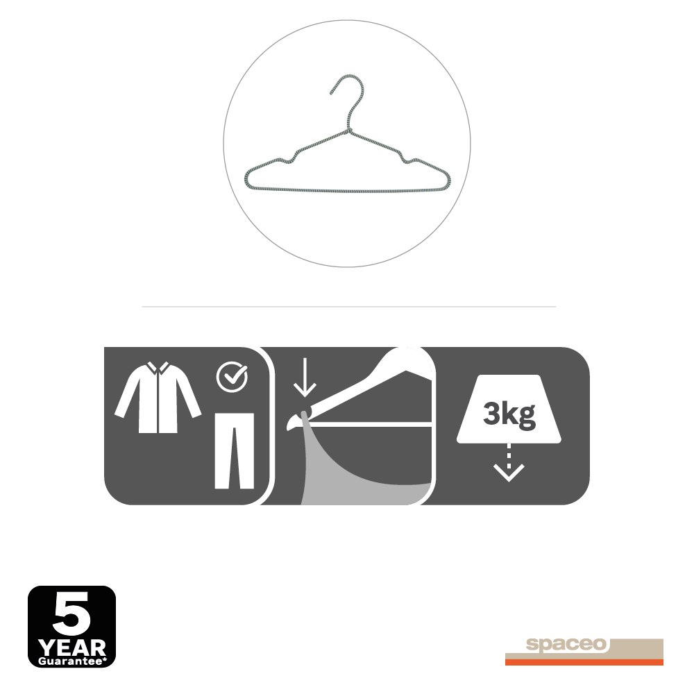 Lot de 4 cintres SPACEO acier gris / argent, H.20.5 x l.40 x Ep.1.6 cm - 6