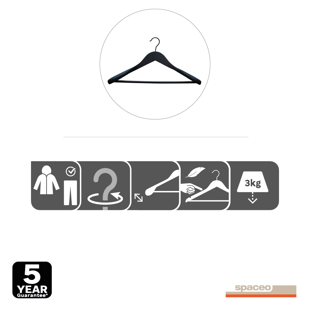 Percha  para traje SPACEO de madera negro FSC 45x23 (anchoxalto) - 8