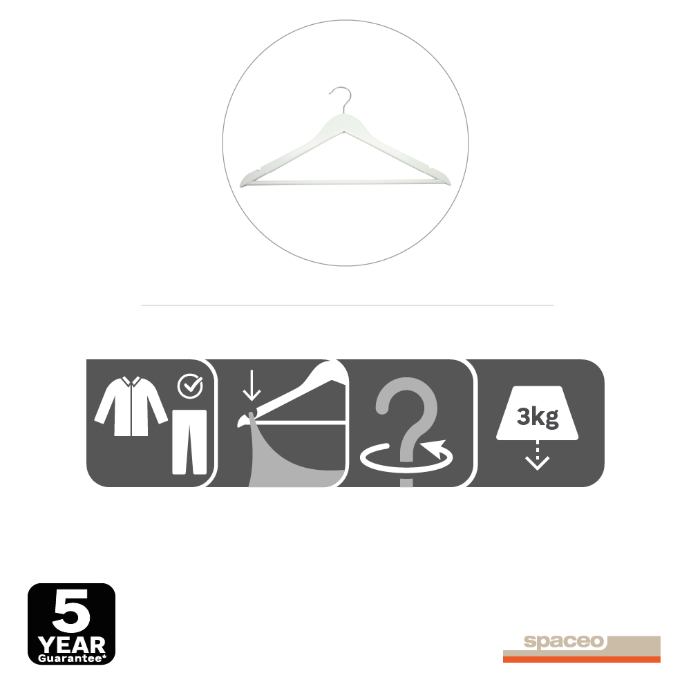 Set di 4 grucce antiscivolo L 44.5 x H 23 cm bianco - 24