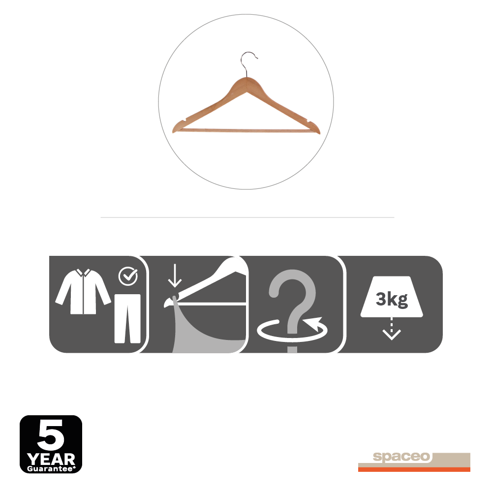 Lot de 8 cintres bois et acier, H.23 x l.44.5 x P.9.6 cm - 13