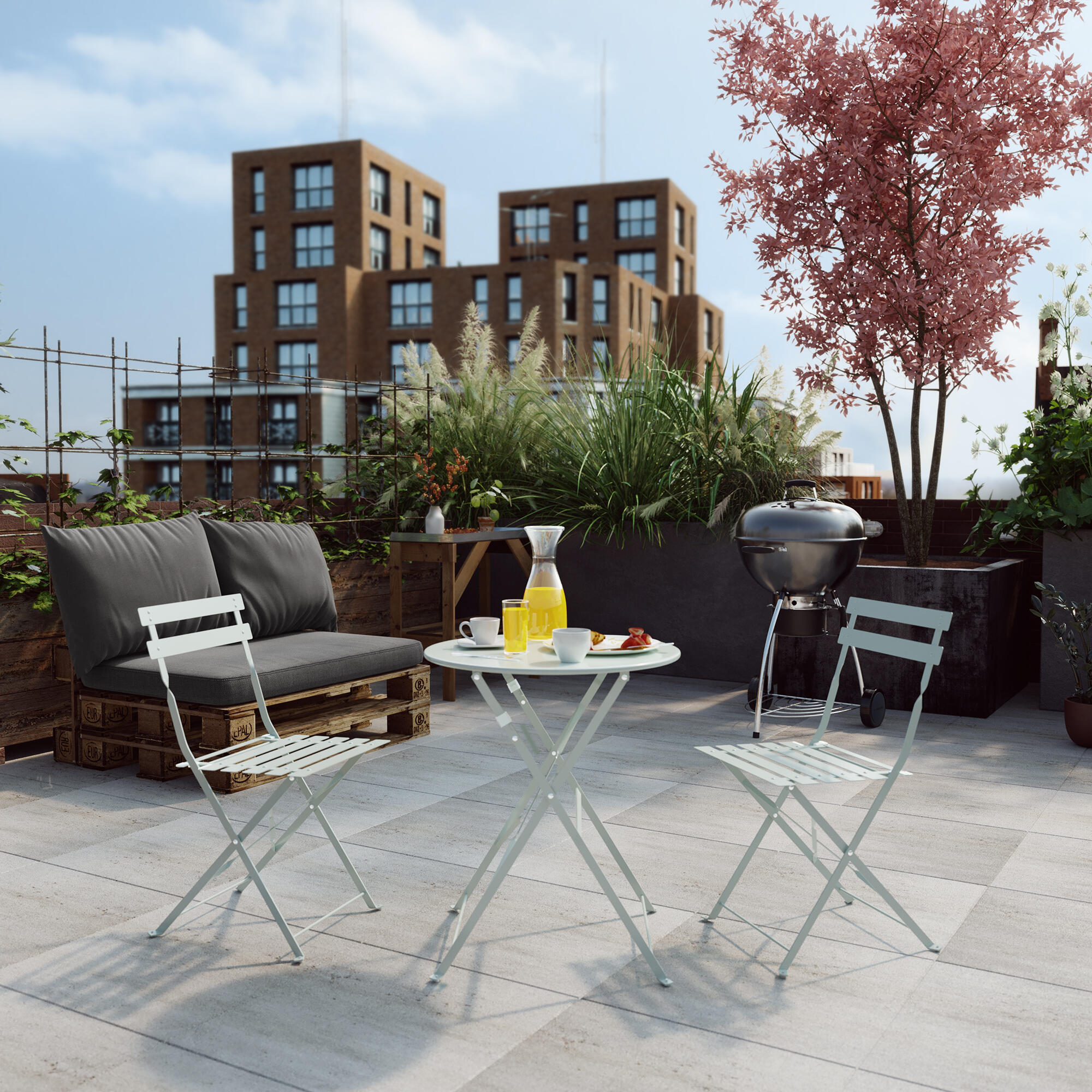 Sedia da giardino pieghevole Flora NATERIAL, seduta in acciaio verde - 8