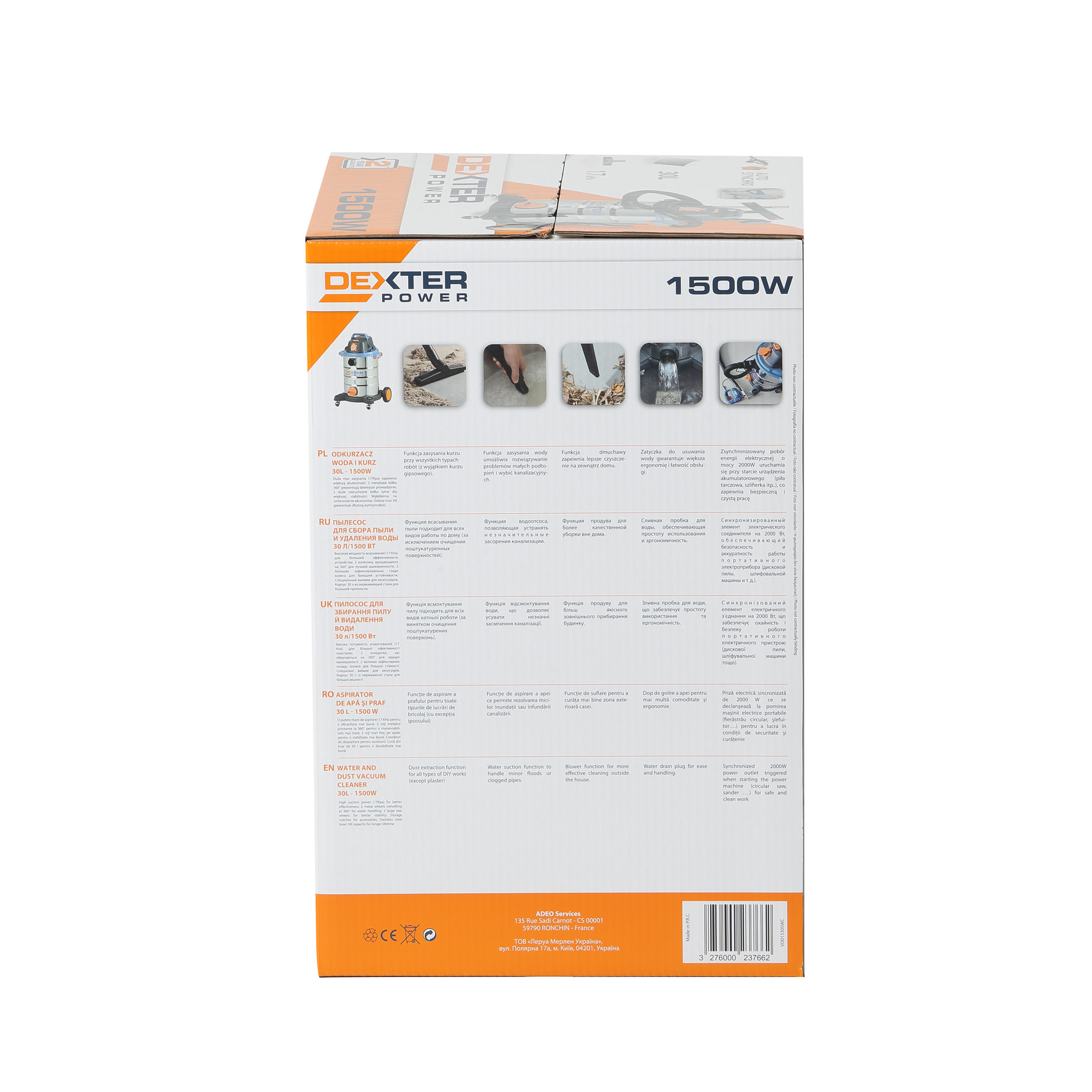 Odkurzacz warsztatowy DEXTER Power VOD1530SWC 30 l 1500W - Leroy Merlin