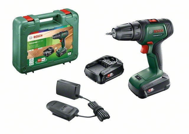 Perceuse visseuse sans fil BOSCH 18 V 1.5 Ah, 2 batteries UniversalDrill
