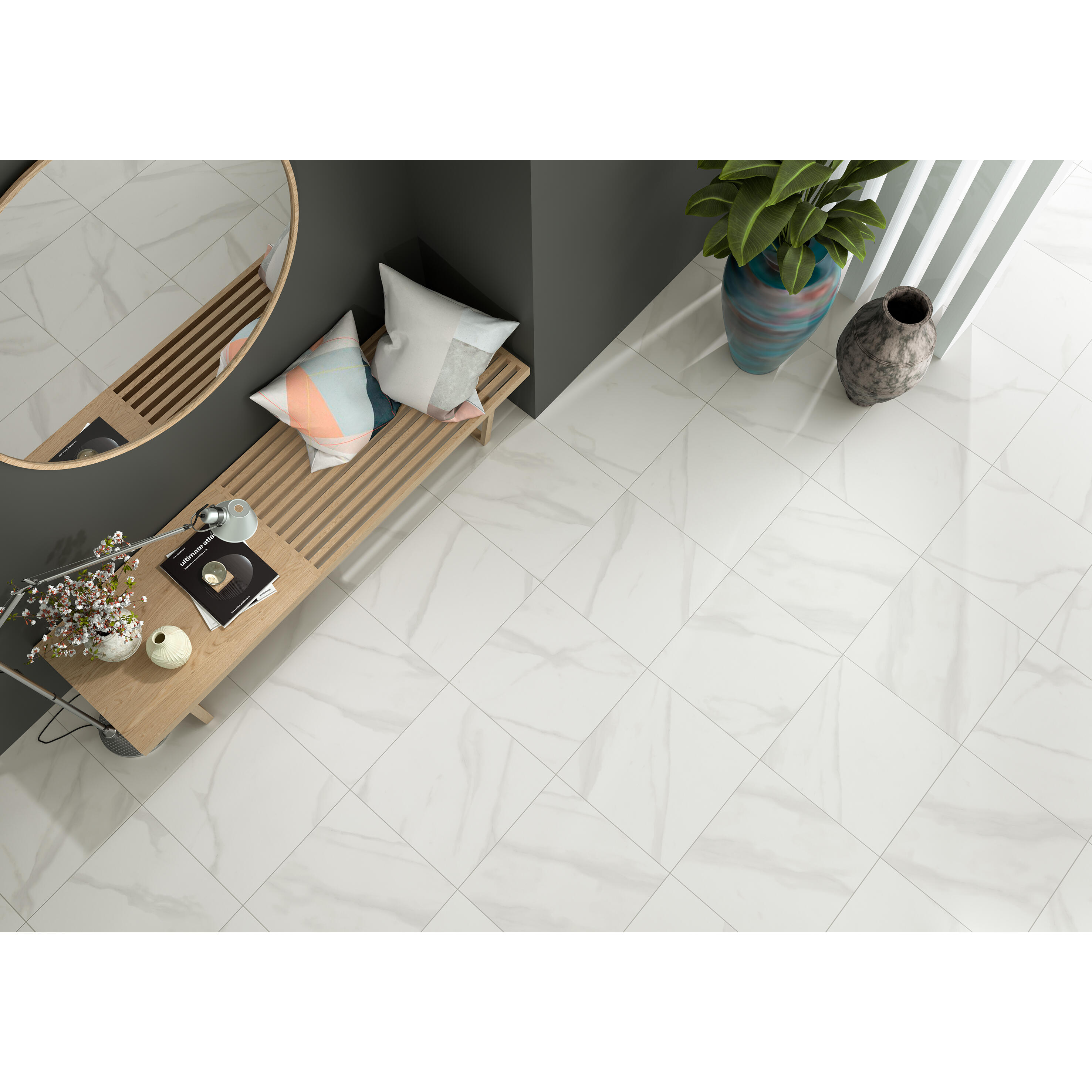 Carrelage sol intérieur / mur intérieur effet marbre blanc Samos 2 l.45 x L.45 c - 4