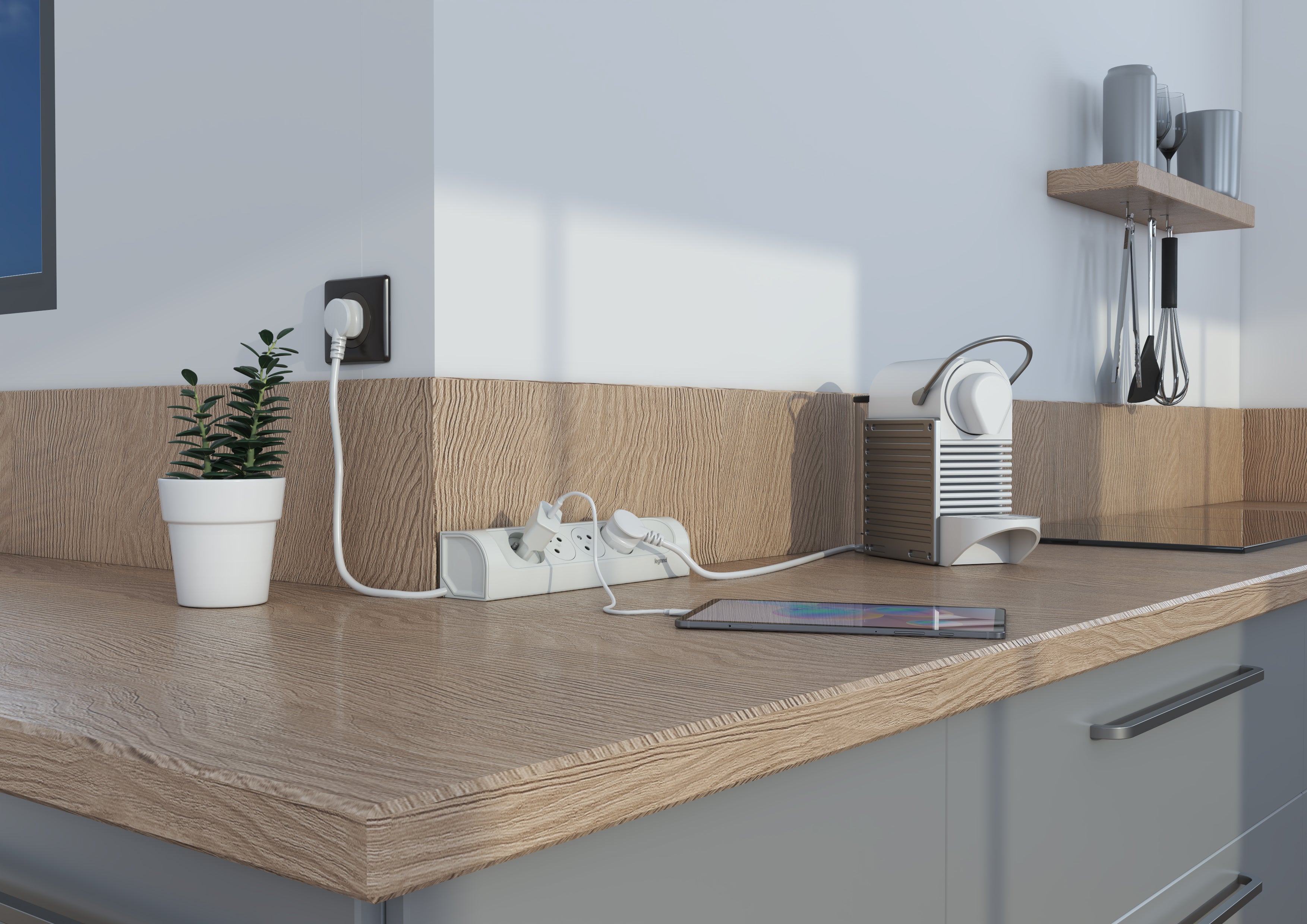 Multiprise 4 prises 0 USB A 0 USB C 1 m blanc LEGRAND - 5