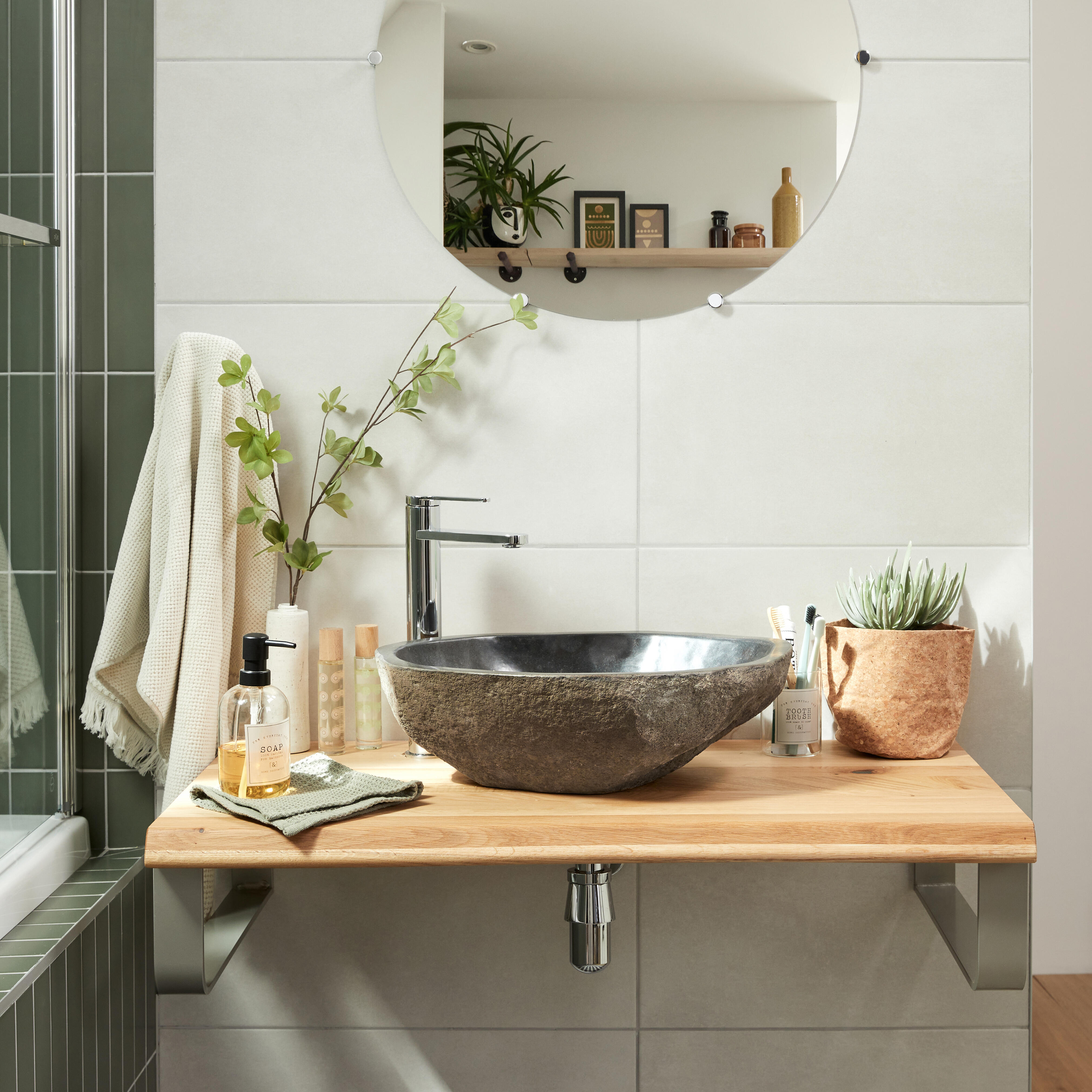 Vasque à poser granit irrégulier River stone l.50 x P.40 cm naturel mat - 2