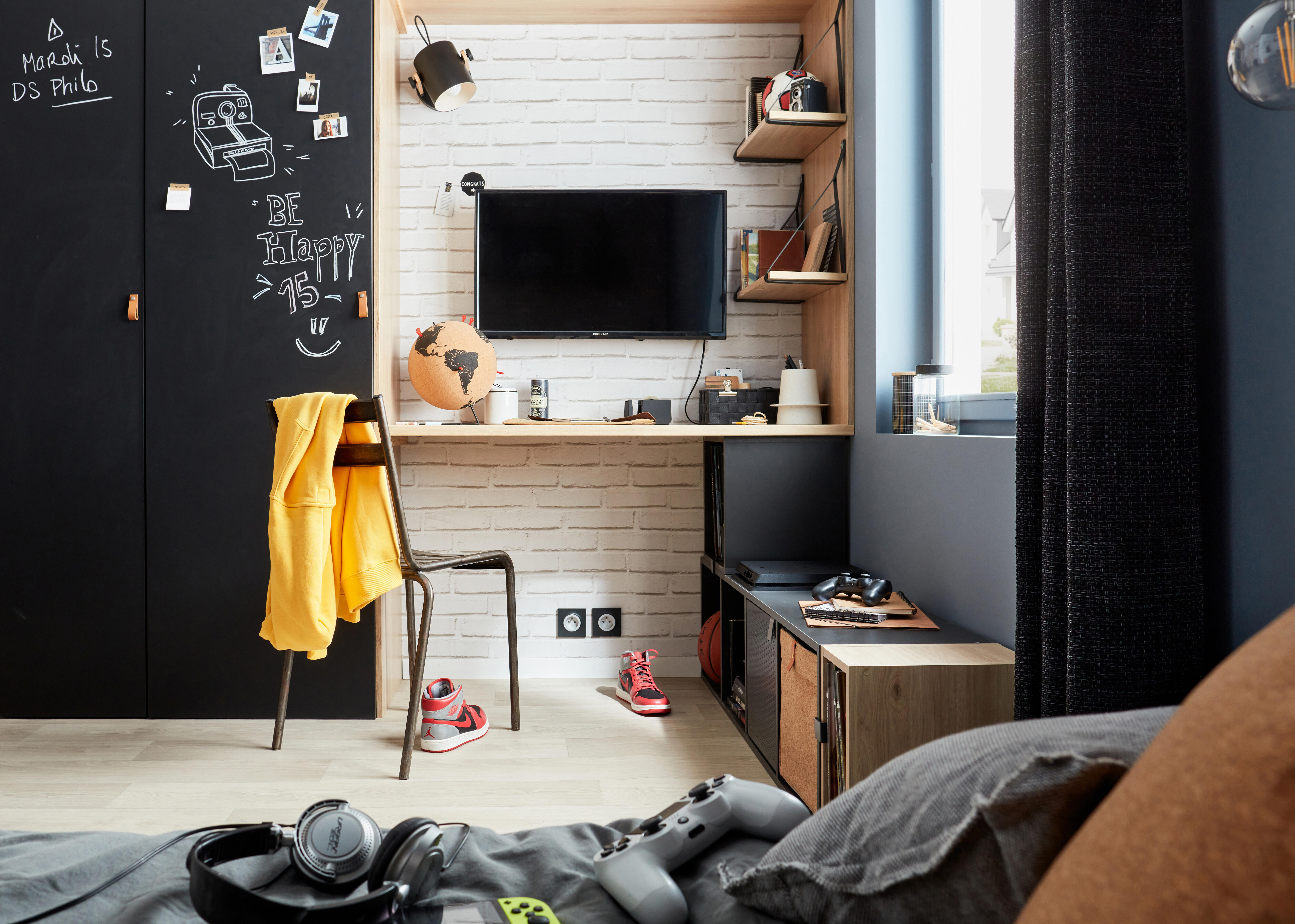 Candeeiro de parede HORNWOOD 1 LUZ E27 MADEIRA/PRETO - 2