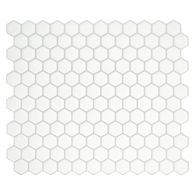 Lot de 4 crédences adhésives Hexagone, blanc, 24.5 cm x 28.6 cm