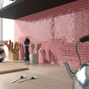 Mosaïque aluminium motifs ronds rouge et argent 30 x 30 cm Jada