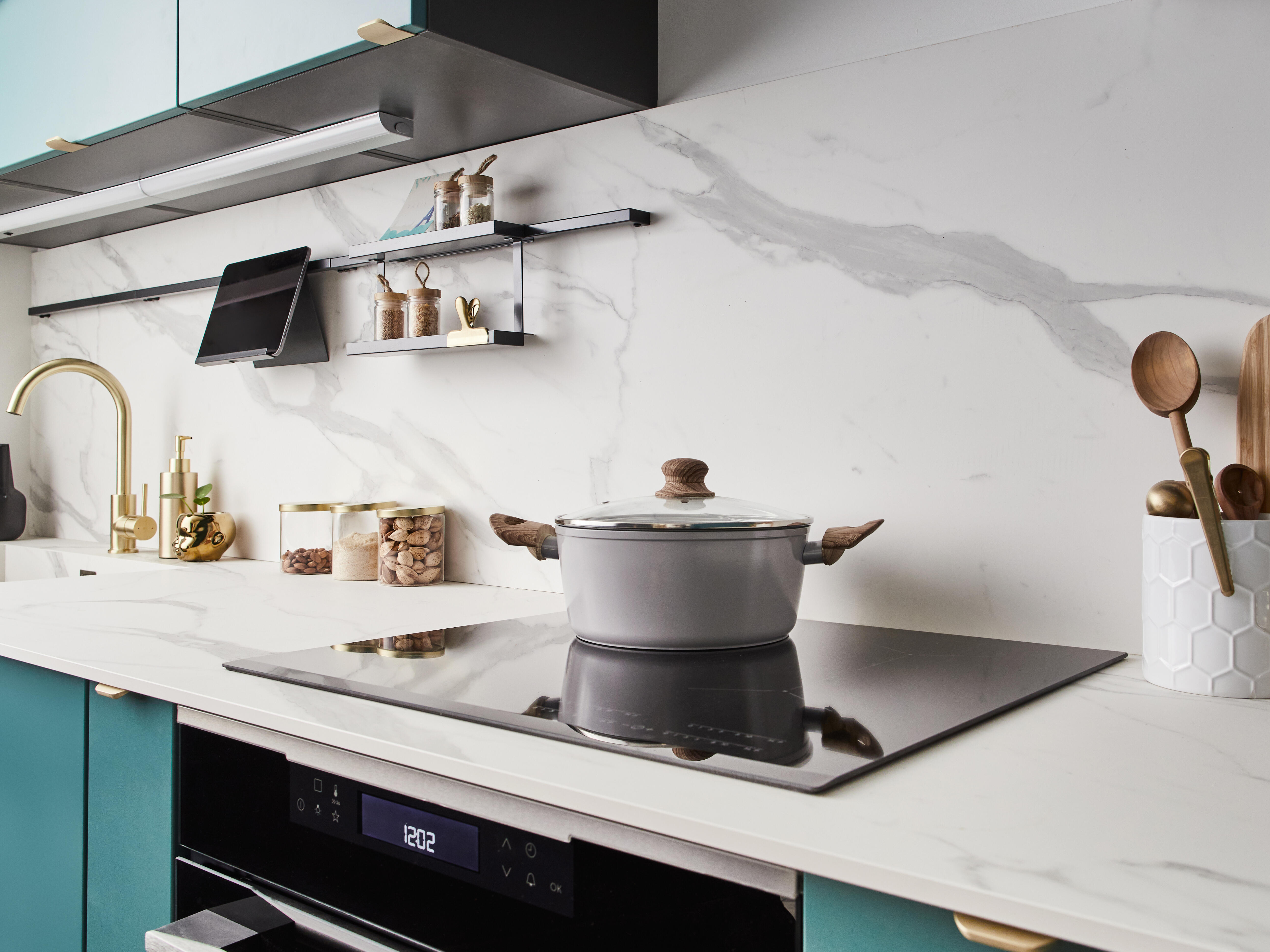 Staffa per barra a muro per accessori cucina gancio nero P 8.75 cm - 6