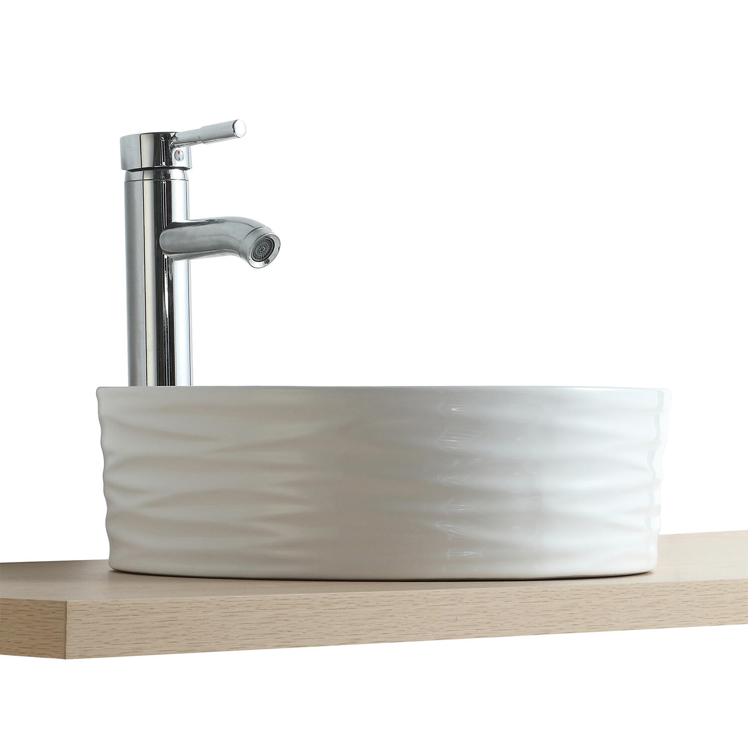 Vasque à poser céramique rond Fine structurée Diam.36 cm blanc structuré brillan - 2