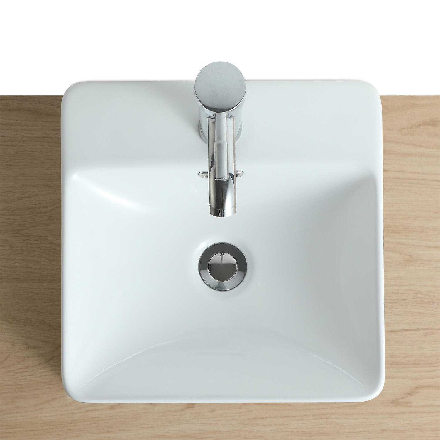 Vasque à poser céramique carré Sierra H.5 x l.37 x P.37 cm blanc brillant - 3