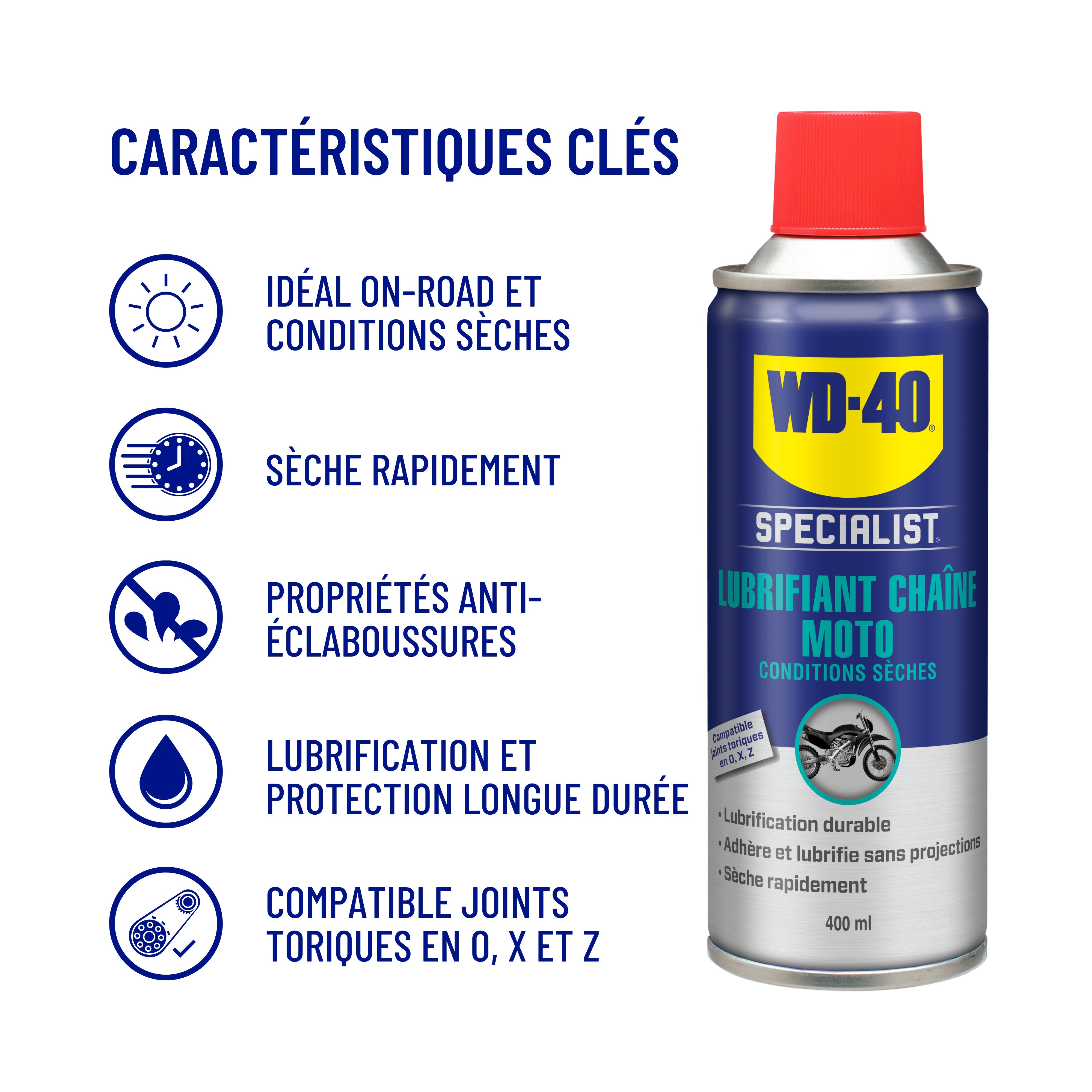 Lubrifiant chaine moto en aérosol, 400ml WD-40 - 2