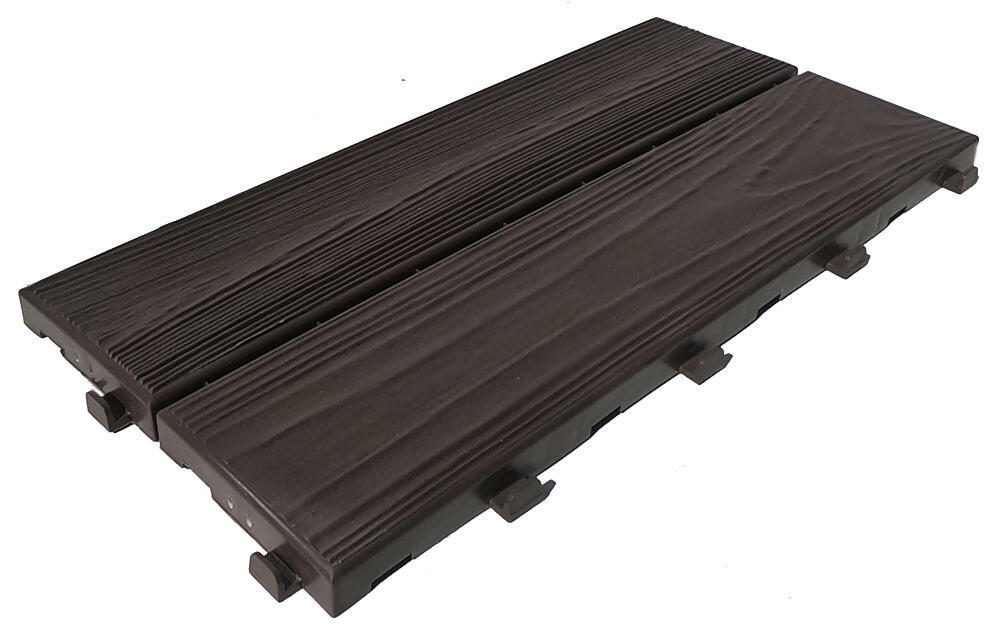 Lot 14 dalles clipsables pvc Easywood, marron foncé, L.37.7 x l.18.6cm x Ep.17mm - 5