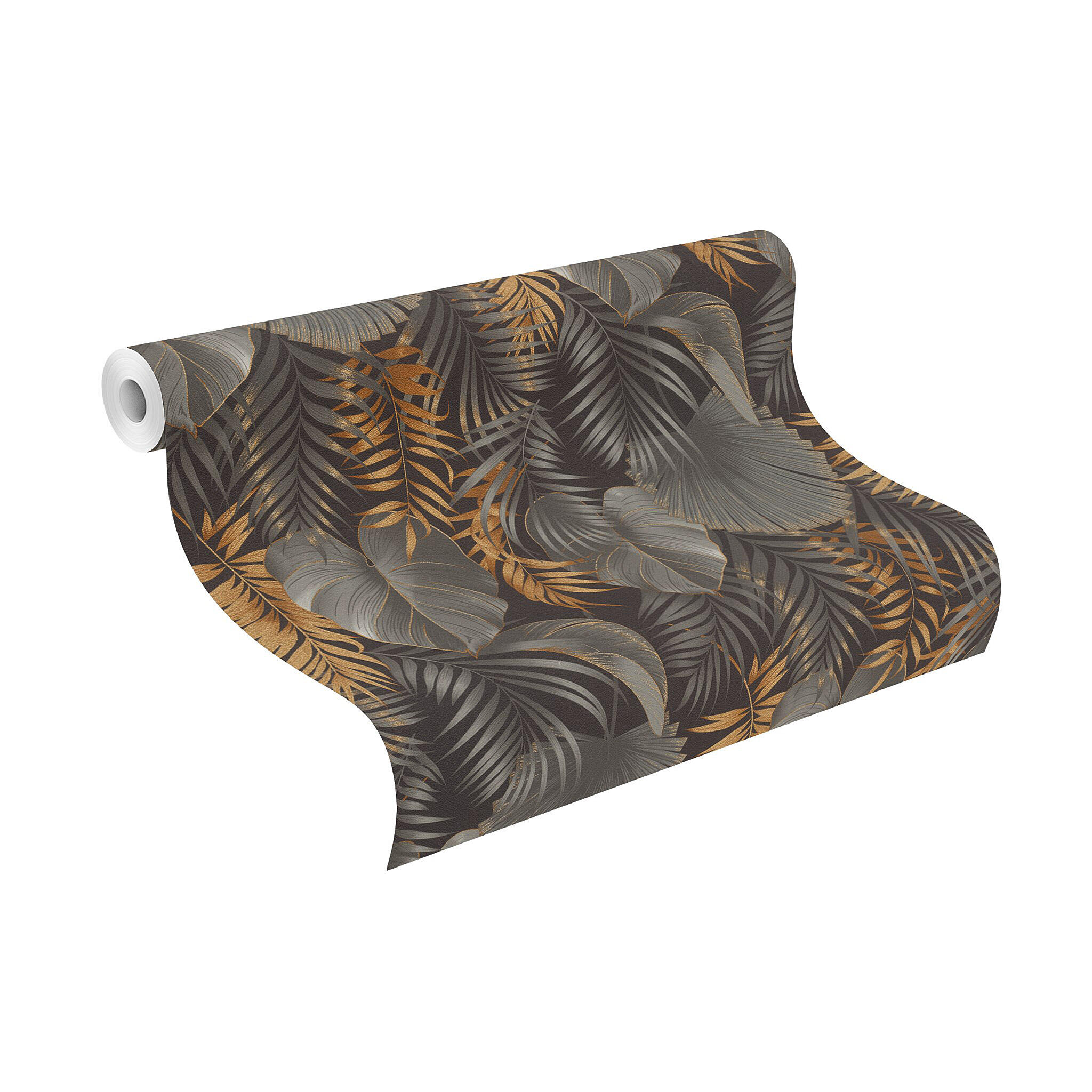 Papier peint intissé Tropical noir et doré - 4