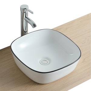 Vasque à poser céramique carré Diego l.37 x P.37 cm blanc brillant Leroy Merlin Les bons plans des petits projets avant l'été