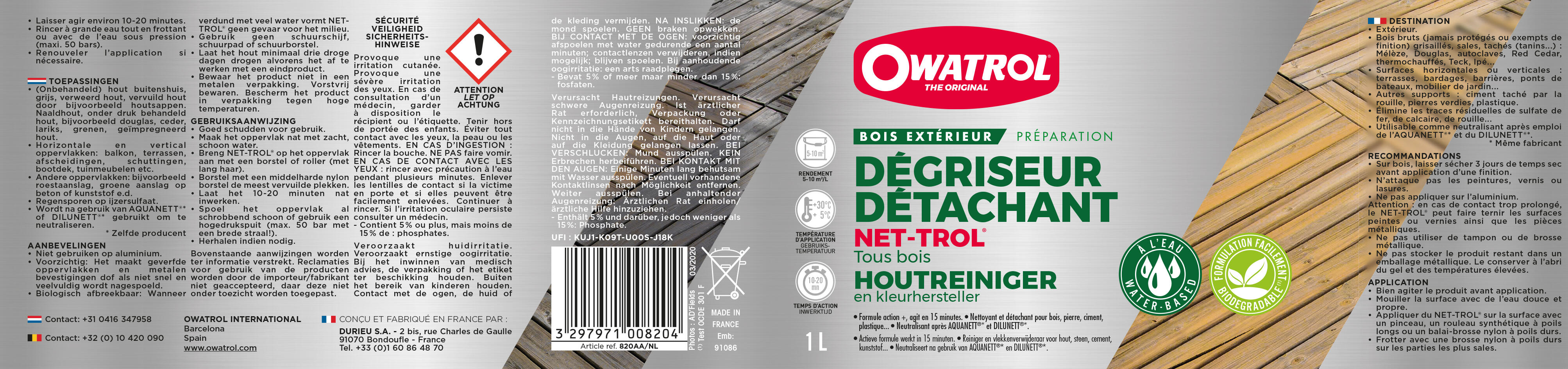 Dégriseur Éclaircissant pour bois net trol OWATROL 2.5L - 6
