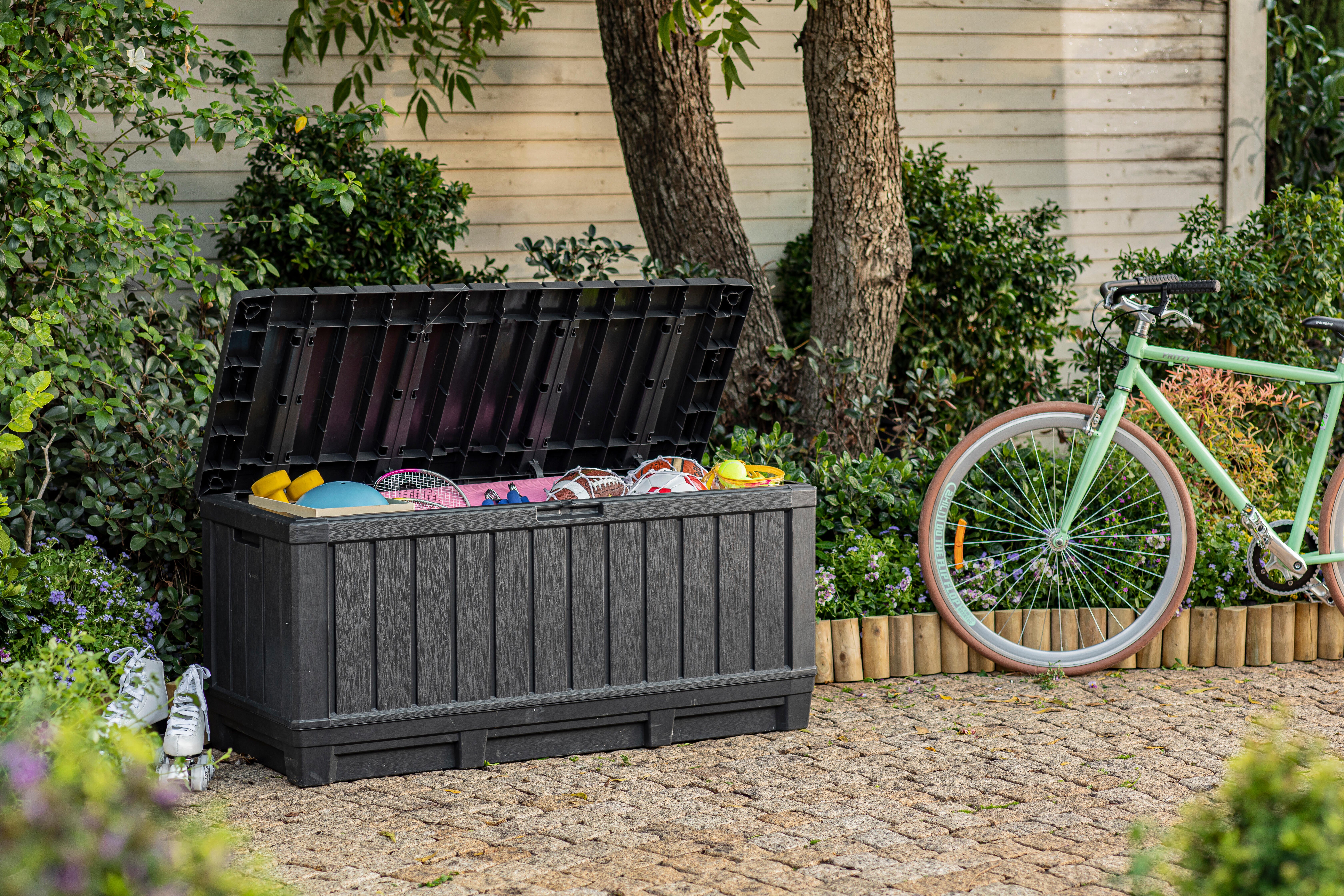 Coffre de jardin KENTWOOD en résine - KETER - gris anthracite - 340 litres - 3