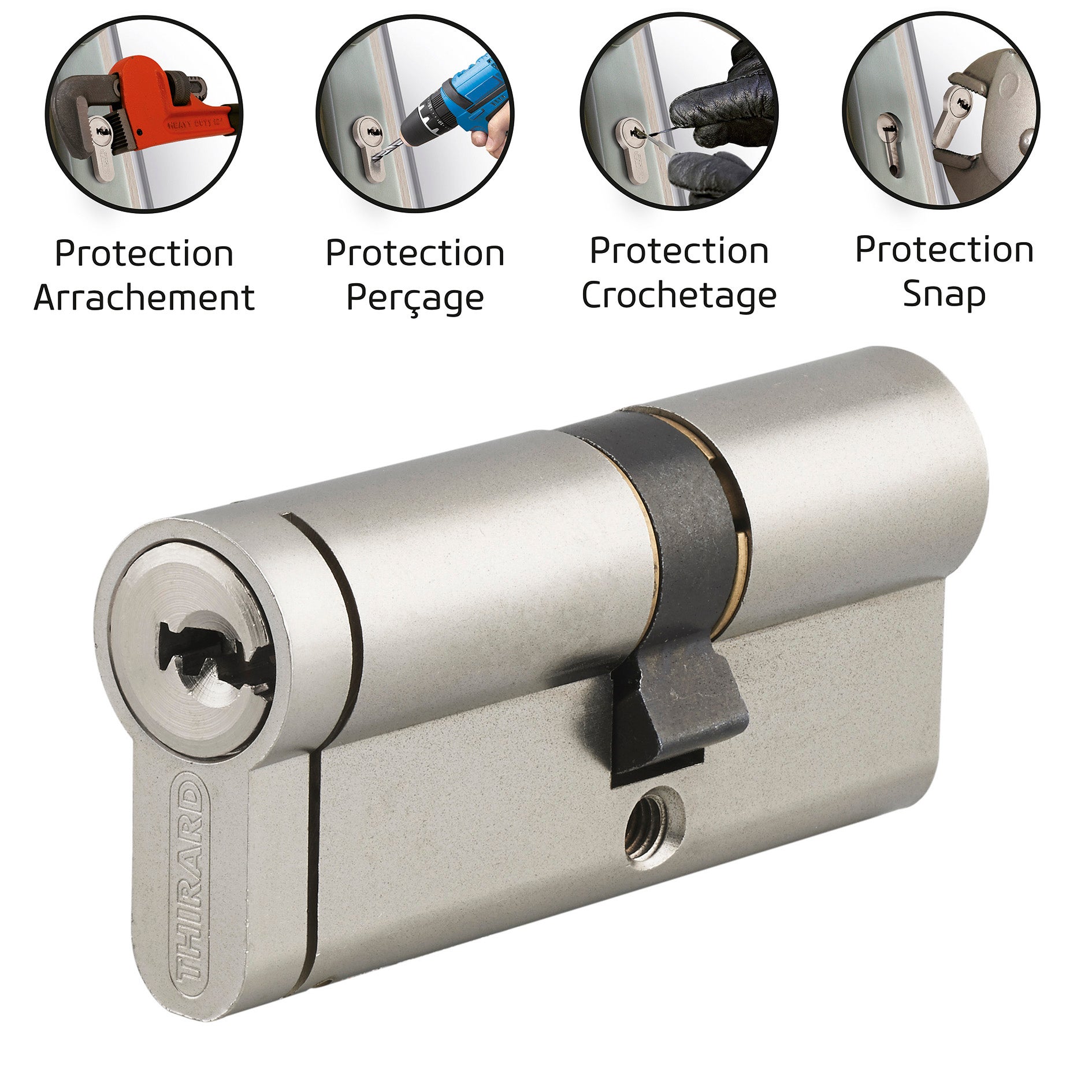 Cylindre THIRARD T2 débrayable L.30 + 40mm 5 clés - 4